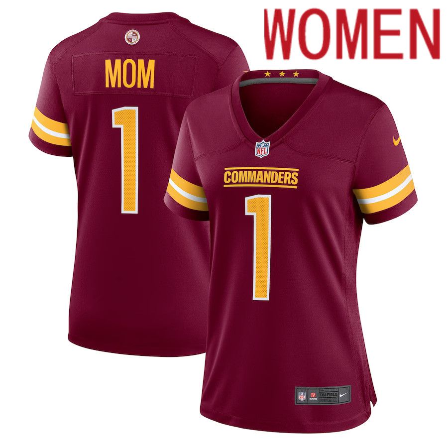 Women Washington Commanders 1 Mom Number Nike Burgundy Game NFL Jersey